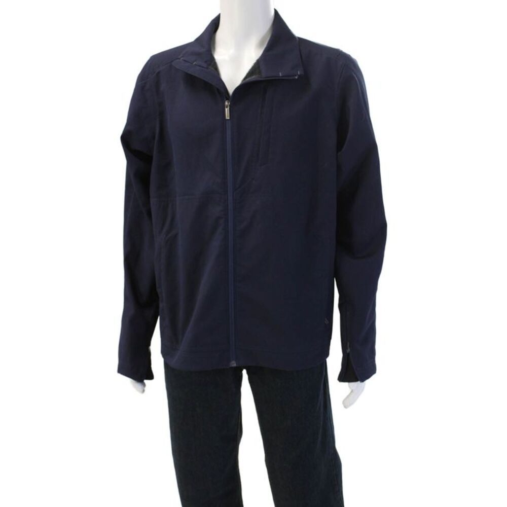 Nau Mens Dark Blue Windbreaker Collared Zip Long Sleeve Size L